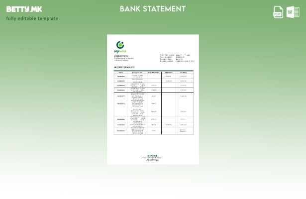 Модерен стил Унгарски ОТП шаблон за извод од банка